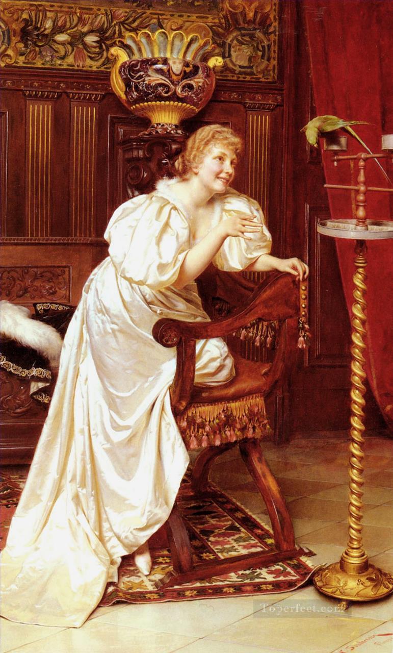 Le Peroquet Favori lady Frederic Soulacroix Oil Paintings